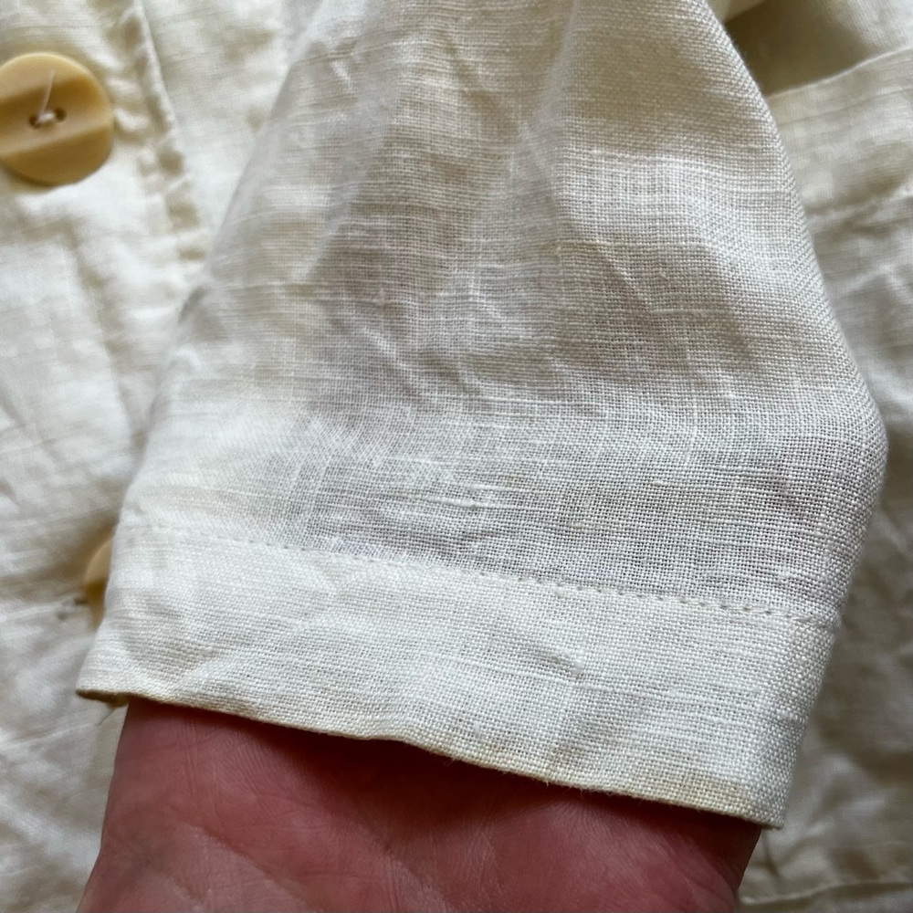 FLAX BUTTON DOWN TOP W/ POCKETS SIZE LARGE MINIMALIST MODERN CHIC SOPHISTICATED - Picture 3 of 9